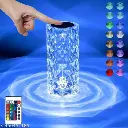 Crystal Table Lamp, Touch Remote Control Modern Nightstand Lamp, 16 Colors Changing Rose Table Lamp