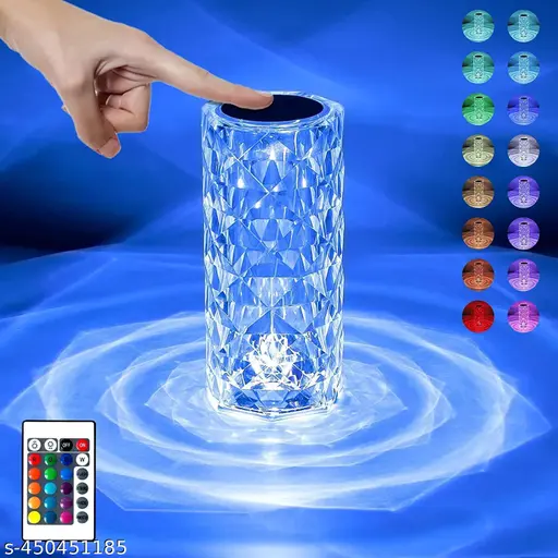 Crystal Table Lamp, Touch Remote Control Modern Nightstand Lamp, 16 Colors Changing Rose Table Lamp