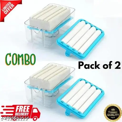 (Pack Of 2) Trendy 2-in-1 Portable Laundry Rolling Soap Box Easy Cloth Washing Soap Roller
