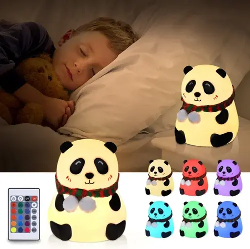 [1100] Panda Touch Silicon Lamp Table Night Light for Bedroom with 7 Color Change LED Lamp.