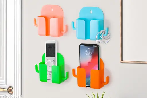 New 04 Pcs wall mount stand for Mobile , remote , AC remote , Key Holder (Multicolor)