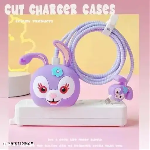 Charger Cover For 18W/20W | Cute 3D Cartoon Character Rebate Stellalou Cable Protector (Purple)