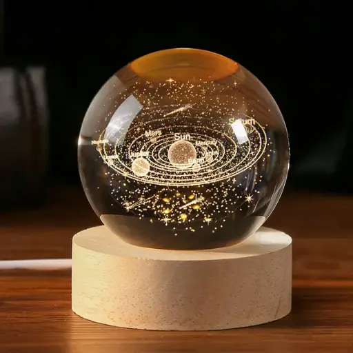 3D Galxy Crystal Ball Night Light - Bedroom Decor Crystal Lamp, Ideal Birthday Gift for Teens